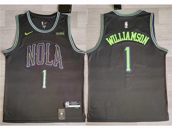 Men's New Orleans Pelicans #1 Zion Williamson 2023-24 Black City Edition Swingman Jersey