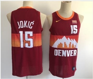 Men's Denver Nuggets #15 Nikola Jokic Red 2021 City Edition NBA Swingman Jersey