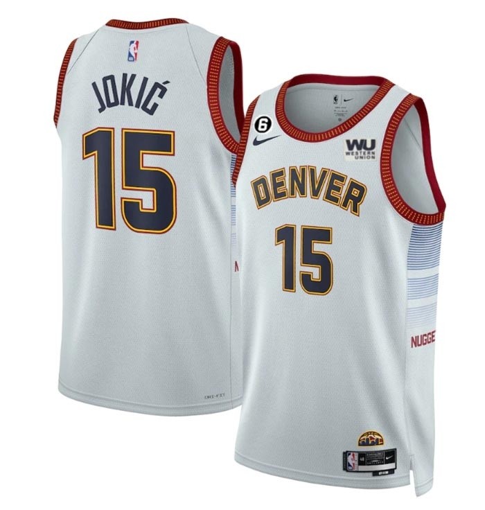 Men's Denver Nuggets #15 Nikola Jokic Grey 2022-23 City Edition Stitched Jersey