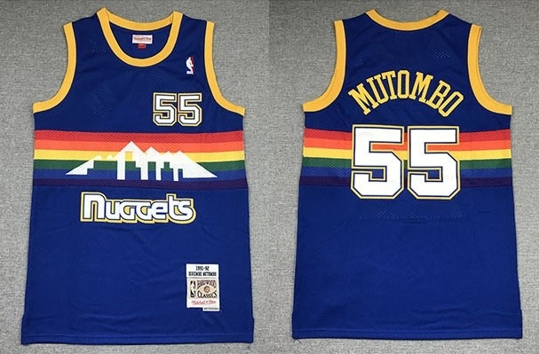 NBA Nuggets #55 Dikembe Mutombo Blue 1991-92 Hardwood Classics Swingman Jersey