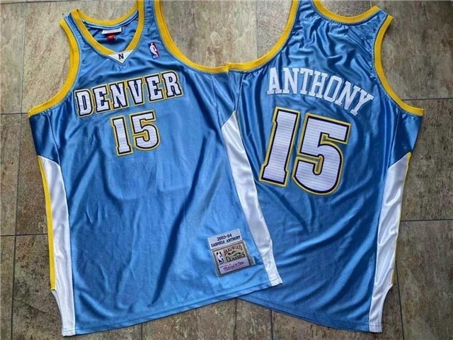 Denver Nuggets #15 Carmelo Anthony 2003-04 Light Blue Hardwood Classics Jersey