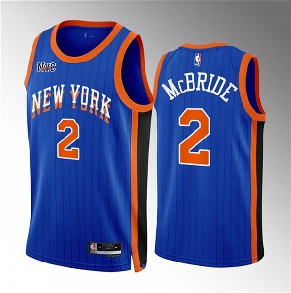 Men's New Yok Knicks #2 Miles McBride Blue 2023-24 City Edition Stitched Basketball Jersey