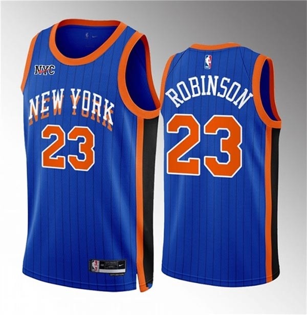 Men's New Yok Knicks #23 Mitchell Robinson Blue 2023-24 City Edition Stitched Basketball Jersey