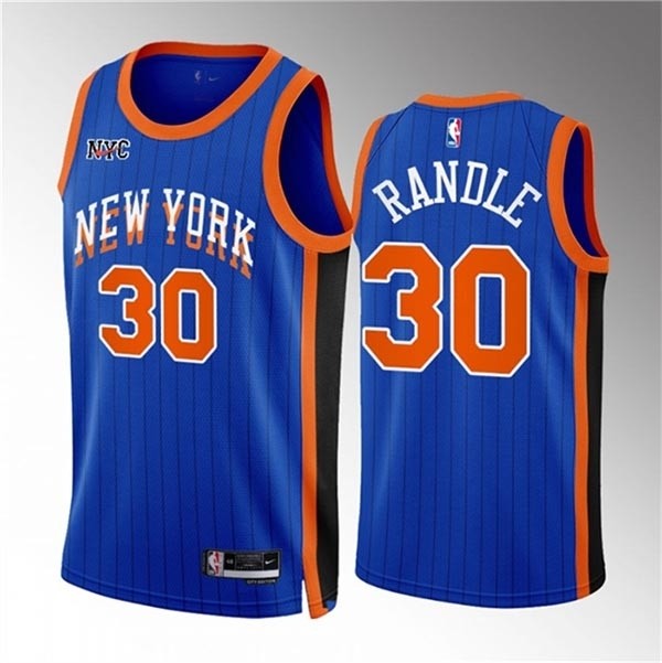 Men's New Yok Knicks #30 Julius Randle Blue 2023-24 City Edition Stitched Basketball Jersey