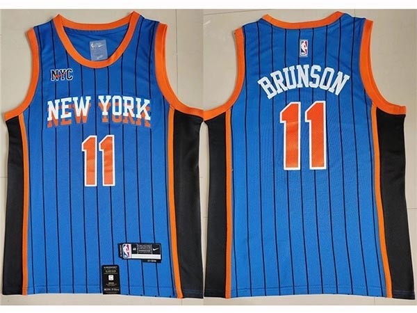 Men's New York Knicks #11 Jalen Brunson 2023-24 Blue City Edition Swingman Jersey