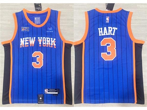 Men's New York Knicks #3 Josh Hart 2023-24 Blue City Edition Swingman Jersey