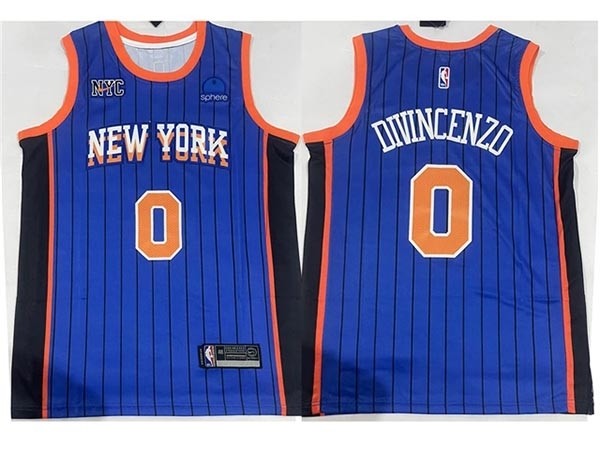 Men's New York Knicks #0 Donte DiVincenzo 2023-24 Blue City Edition Swingman Jersey