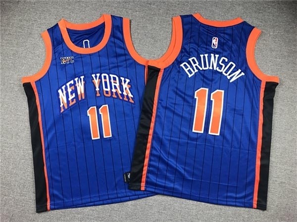 Youth New York Knicks #11 Jalen Brunson 2023-24 Blue City Edition Swingman Jersey