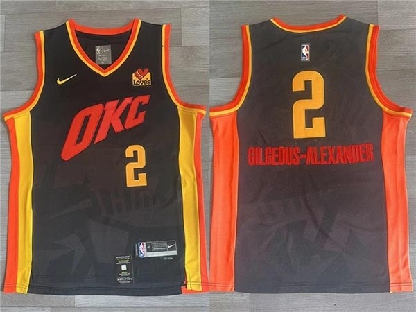 Men's Oklahoma City Thunder #2 Shai Gilgeous-Alexander 2022-23 Black City Edition Swingman Jersey