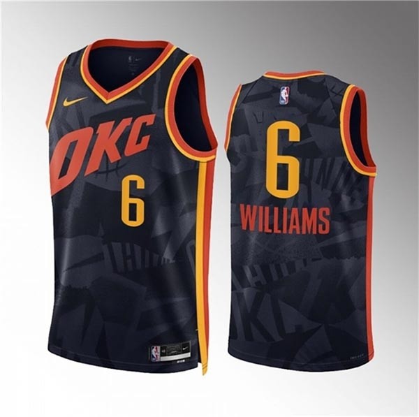 Men's Oklahoma City Thunder #6 Jaylin Williams Black 2023-24 City Edition Stitched Basketball Jersey