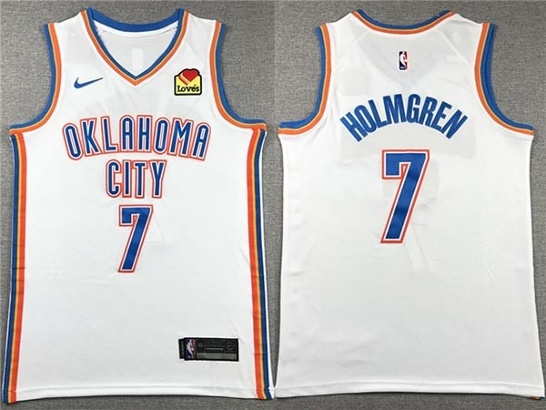 Men's Oklahoma City Thunder #7 Chet Holmgren White Swingman Jersey