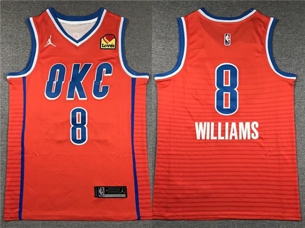 Men's Oklahoma City Thunder #8 Jalen Williams 2023-24 Orange Statement Edition Swingman Jersey