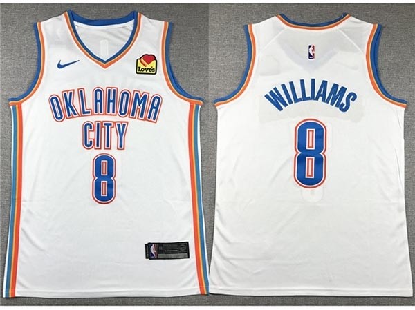 Men's Oklahoma City Thunder #8 Jalen Williams White Swingman Jersey