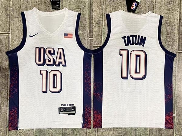 2024 Olympic Team USA #10 Jayson Tatum White Basketball Jersey