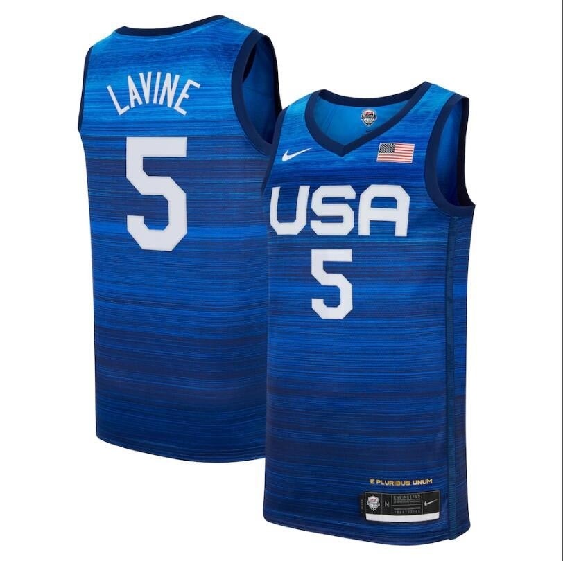 USA Basketball 2020 Summer Olympics #5 Zach LaVine Blue Player Nike Jersey