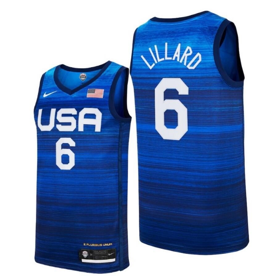 USA Basketball 2020 Summer Olympics #6 Damian Lillard Blue Player Nike Jersey