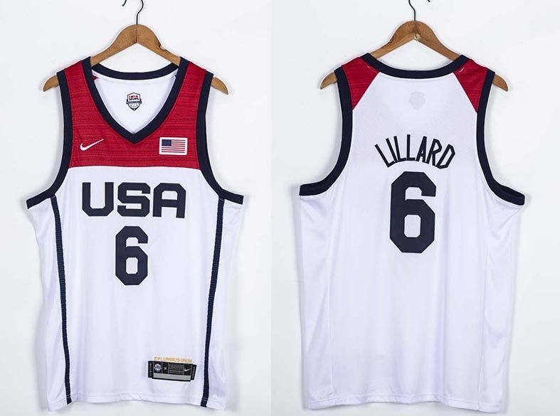 USA Basketball 2020 Summer Olympics #6 Damian Lillard White Player Nike Jersey