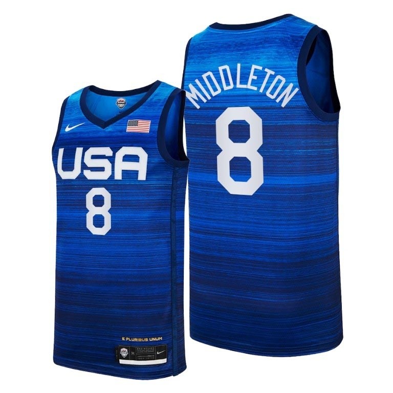 USA Basketball 2020 Summer Olympics #8 Khris Middleton Blue Player Nike Jersey