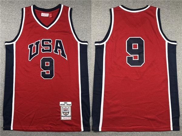 Men's 1984 Olympic Team USA #9 Michael Jordan Red Basketball Jersey