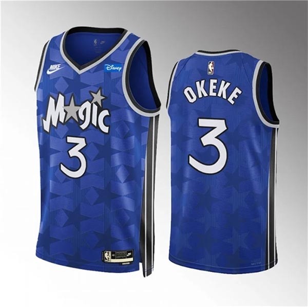 Men's Orlando Magic #3 Chuma Okeke Blue 2023-24 Classic Edition Stitched Basketball Jersey