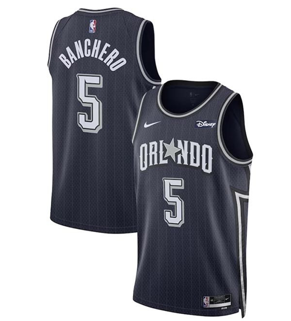 Men's Orlando Magic #5 Paolo Banchero Navy 2023-24 City Edition Stitched Basketball Jersey