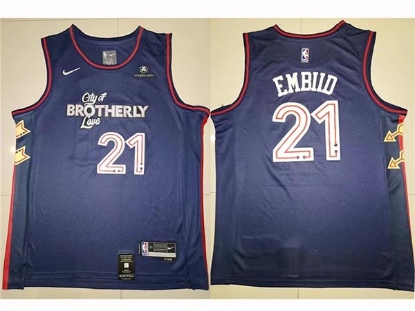 Men's Philadelphia 76ers #21 Joel Embiid 2023-24 Navy City Edition Swingman Jersey