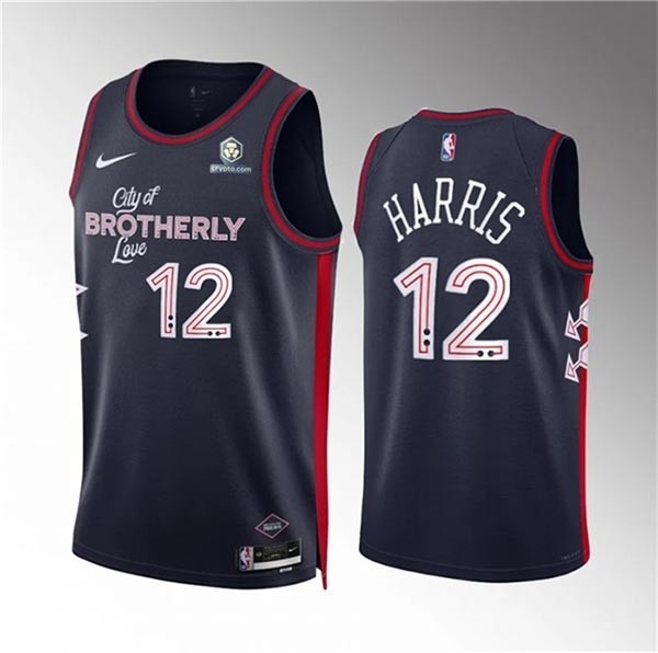 Men's Philadelphia 76ers #12 Tobias Harris Navy 2023-24 City Edition Stitched Jersey