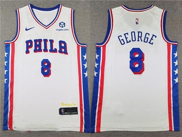 Men's Philadelphia 76ers 8 Paul George White Swingman Jersey