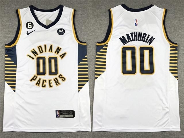 Men's Indiana Pacers #00 Bennedict Mathurin White Swingman Jersey