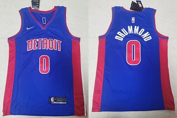 NBA Detroit Pistons #0 Andre Drummond Blue Nike Jersey