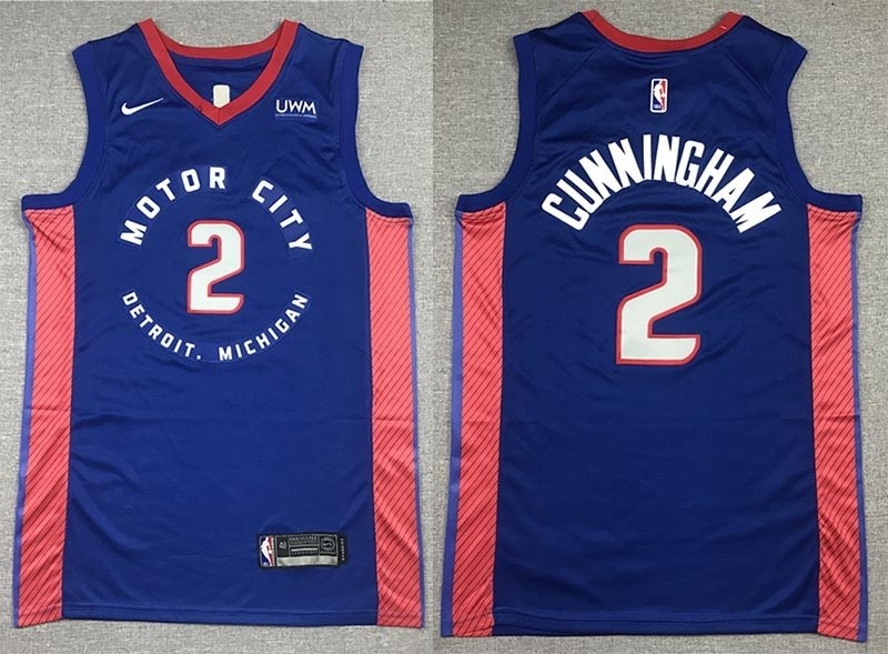 NBA Detroit Pistons #2 Cade Cunningham Blue Swingman 2020-21 City Edition Nike Jersey