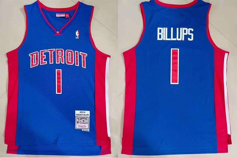 Detroit Pistons #1 Chauncey Billups Blue 2003-04 Hardwood Classics Jersey