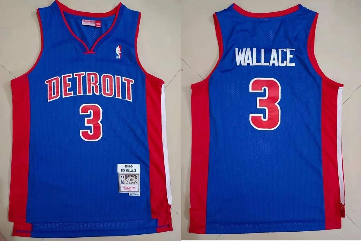 Detroit Pistons #3 Ben Wallace Blue 2003-04 Hardwood Classics Jersey