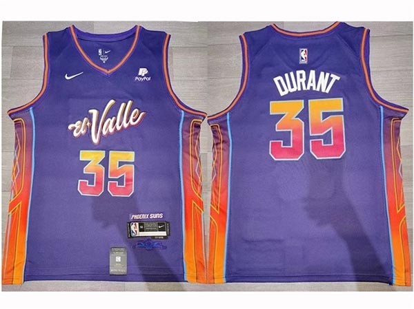 Men's Phoenix Suns #35 Kevin Durant 2023-24 Purple City Edition Swingman Jersey