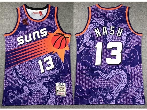 Men's Phoenix Suns #13 Steve Nash Year Of the Dragon Purple Hardwood Classics Jersey