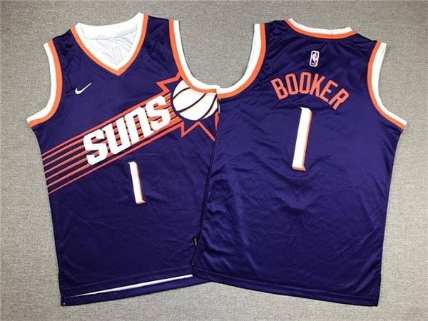 Youth Phoenix Suns #1 Devin Booker 2023-24 New Purple Swingman Jersey