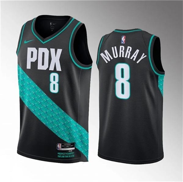 Men's Portland Trail Blazers #8 Kris Murray Black 2023 Draft City Edition Stitched Basketball Jersey