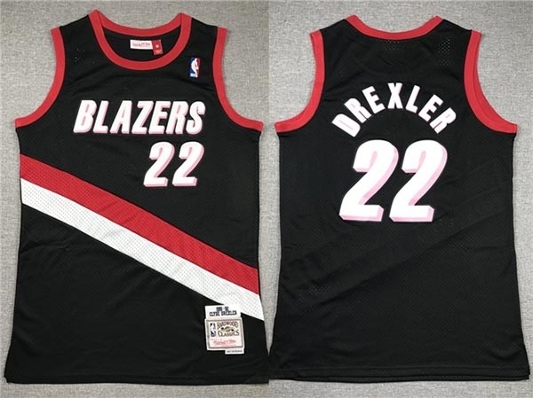 Men's Portland Trail Blazers #22 Clyde Drexler 1991-92 Black Hardwood Classics Jersey