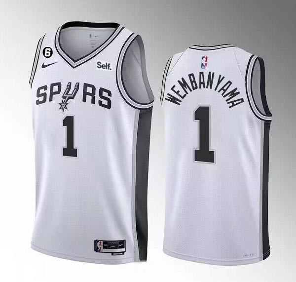 Men's San Antonio Spurs Victor Wembanyama White Association Edition With NO 6 Patch Stitched Basketball Jersey