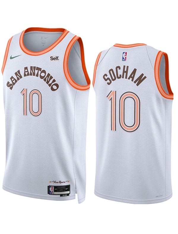 Men's San Antonio Spurs #10 Jeremy Sochan White 2023-24 City Edition Stitched Basketball Jersey