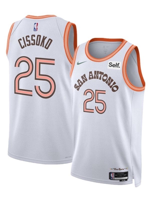 Men's San Antonio Spurs #25 Sidy Cissoko White 2023-24 City Edition Stitched Basketball Jersey