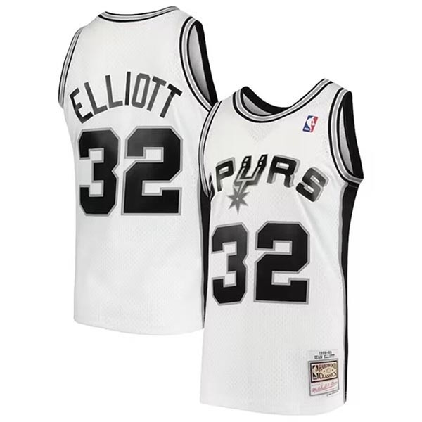 Men's San Antonio Spurs #32 Sean Elliott White 1998-99 Hardwood Classics Swingman Stitched Jersey