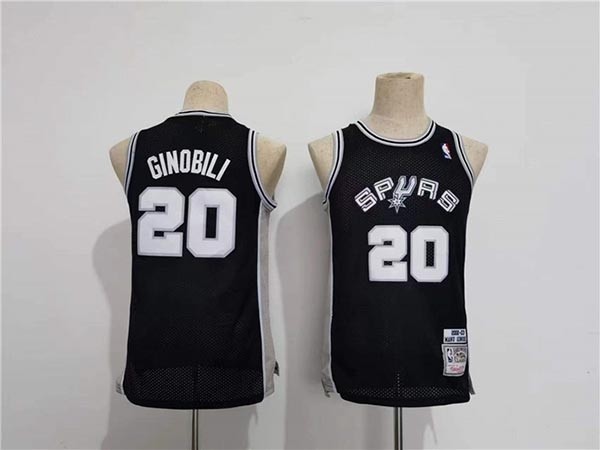 Youth Spurs #20 Manu Ginobili Black Stitched Jersey