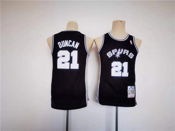 Youth San Antonio Spurs #21 Tim Duncan Black Stitched Football Jersey