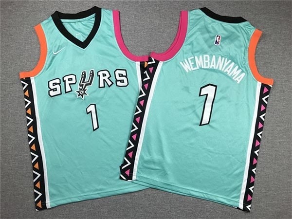 Youth San Antonio Spurs #1 Victor Wembanyama 2022-23 Turquoise City Edition Swingman Jersey