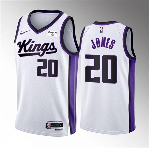 Men's Sacramento Kings #20 Colby Jones White 2023-24 Association Edition Stitched Basketball Jersey