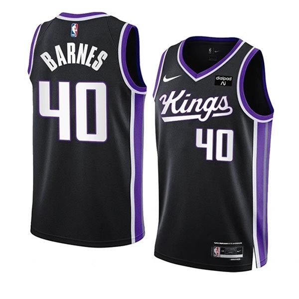 Men's Sacramento Kings #40 Harrison Barnes Black 2023-24 Icon Edition Swingman Stitched Basketball Jersey