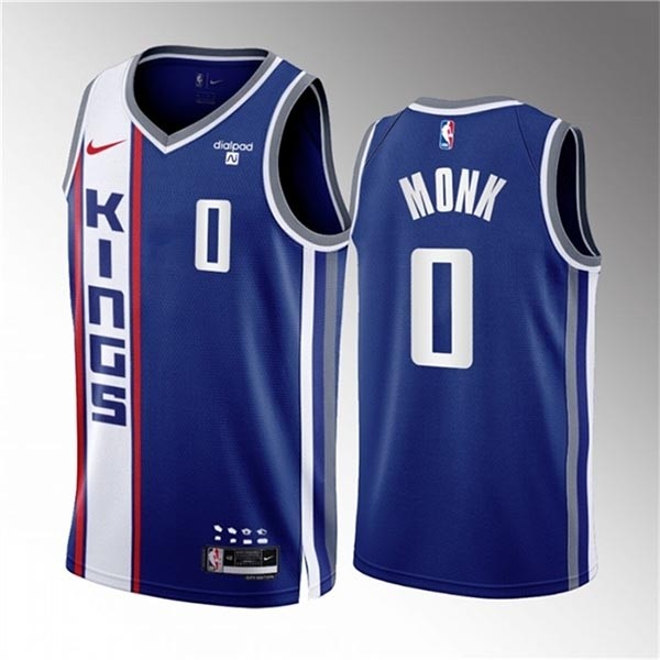 Men's Sacramento Kings #0 Malik Monk Blue 2023-24 City Edition Stitched Basketball Jersey