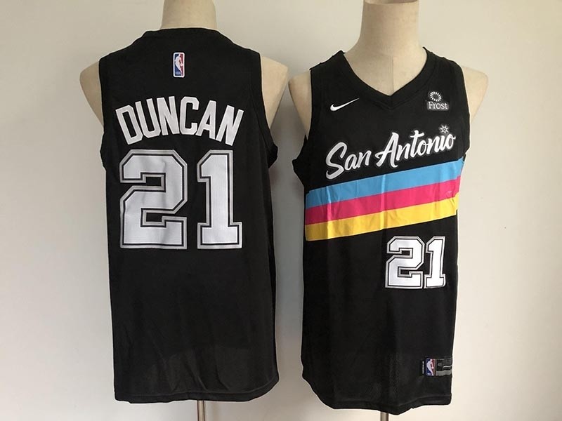 Men's San Antonio Spurs #21 Tim Duncan Black 2021 Nike City Edition Swingman Stitched NBA Jersey