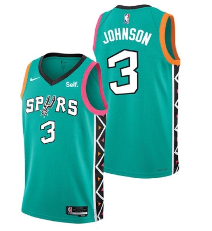 Men's San Antonio Spurs #3 Keldon Johnson Teal 2022 City Edition Swingman Stitched Jersey